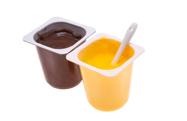 dessert in plastic cup isolated