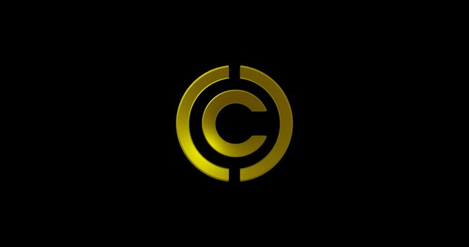 Letter C Gold color Company logo animate in black background 4k footage video