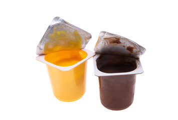 dessert in plastic cup isolated