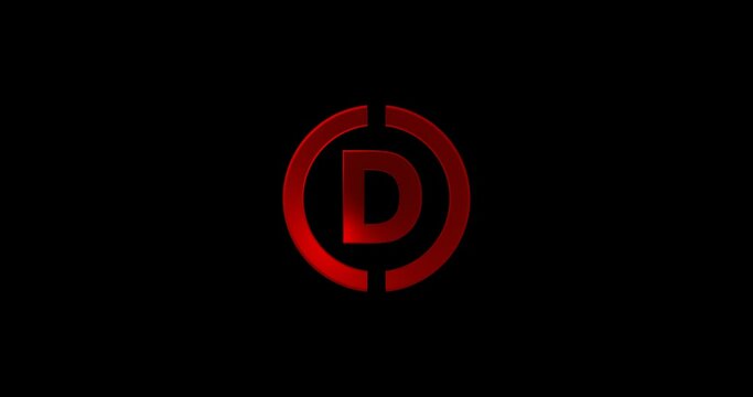 Red color Letter D Company logo animate in black background 4k footage video