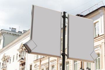 Billboards on the background of city streets. Blank for the designer. Isolate
