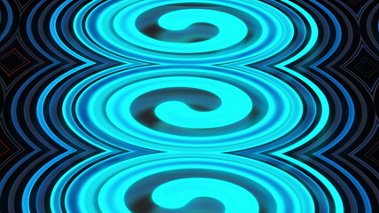 Spiral wavy texture with neon lighting, computer generated. 3D rendering of color plasma backdrop