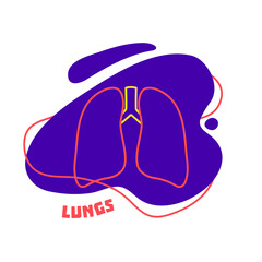 Lungs respiratory system body organ outline icon