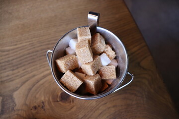 cane and white sugar in the restaurant