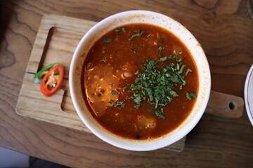 bowl of soup with basil