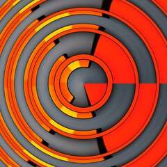 brightly red and orange coloured rectangular blocks on a grey background patterns and circular designs