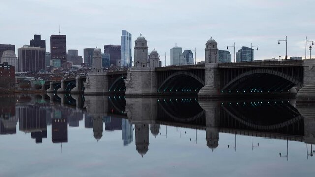 Longfellow Bridge reflection in Charles River Boston Massachusetts