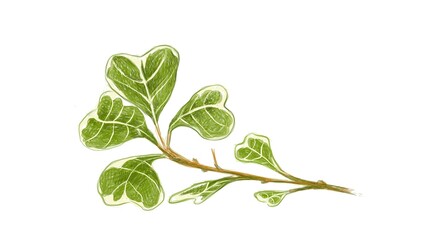 Ecological Concept, Illustration of Ficus Deltoidea, Mistletoe Fig or Mistletoe Rubber Plant for Garden Decoration.
