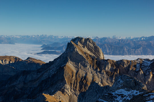 Altmann, peak, Saentis, alps, switzerland