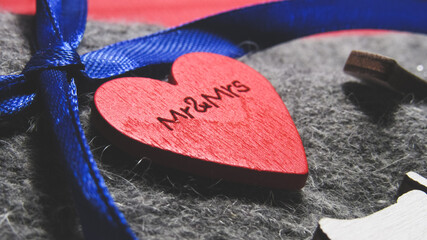 Gift close-up. Gift box with hearts. Great for Valentine's Day, March 8th, birthday.                         