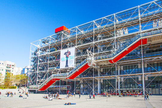 PARIS, FRANCE - October 10, 2016 : Facade of the Centre of Georges Pompidou . The Centre of Georges Pompidou is one of the most famous museums of the modern art in the world