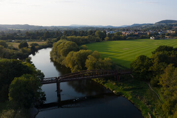 Fototapeta premium Monmouth Viaduct an old derelict railway viaduct bridge crossing the river Wye in Monmouthshire Wales.
