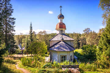 Temple in the Calvary-Crucifixion skete on the mountain on Anzer Island (Solovetsky Islands)