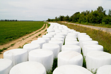 storage of straw bales in plastic film
