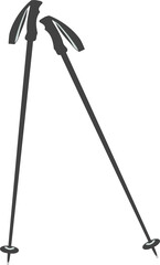 Vector image of ski equipment, simple, icons, ski poles