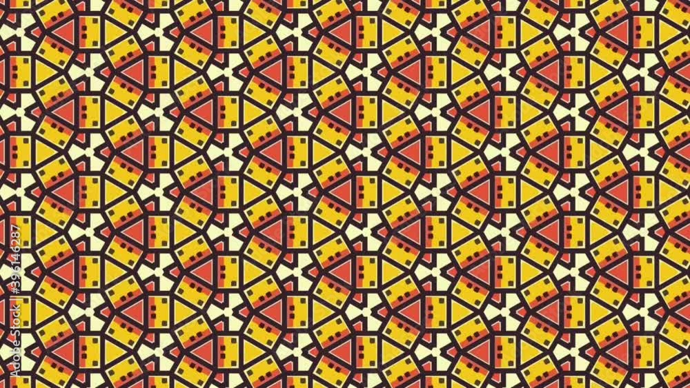 Poster seamless rotating geometric shapes patterned background - closeup shot