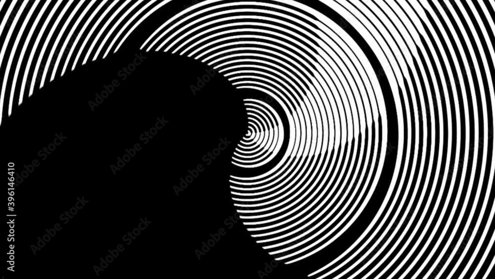 Poster black and white spiral animation - seamless loop rotation animation background. - zoom out, graphics
