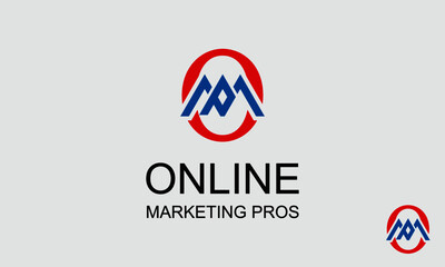Online Marketing Pros Logo Design Template-Letter Combination Logo.