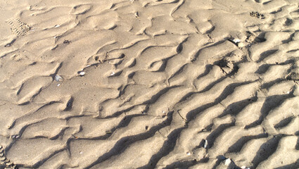 Sandy beach with footprints 