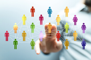 videoconference group of people talking in social network business