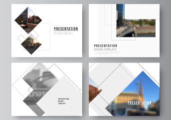 Vector layout of the presentation slides design business templates, multipurpose template with geometric simple shapes, lines and photo place for presentation brochure, brochure cover, business report