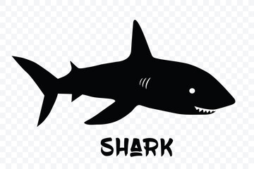 Shark vector silhouettes on a white background
