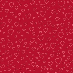 Valentine's day, Mother's Day hand drawn doodle seamless pattern. Marker drawn different heart shapes and silhouettes. Sweet love texture for postcards, wrapping paper, textiles and decorative prints.