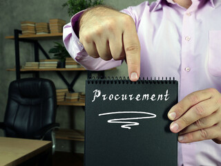 Juridical concept meaning Procurement with sign on the piece of paper.