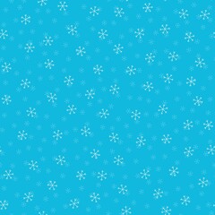 Seamless Christmas pattern doodle with hand random drawn snowflakes.Wrapping paper for presents, funny textile fabric print, design,decor, food wrap, backgrounds. new year.Raster copy.Sky blue, white