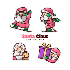 AN HAPPY FACE SANTA CLAUS PLAYING SKI AND WORKING IN CHRISTMAS DAY COLLECTION
