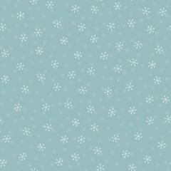 Seamless Christmas pattern doodle with hand random drawn snowflakes.Wrapping paper for presents, funny textile fabric print, design,decor, food wrap, backgrounds. new year.Raster copy.Sky gray, white