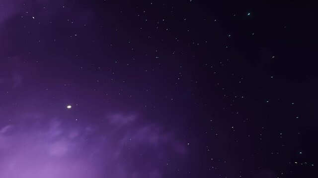 CGI Loopable Space Travel Forward Animation Through Blue and Purple Nebula Clouds and Star Systems.
