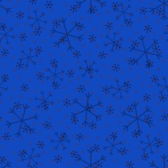 Seamless Christmas pattern doodle with hand random drawn snowflakes.Wrapping paper for presents, funny textile fabric print, design,decor, food wrap, backgrounds. new year.Raster copy.Cyan black