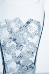 glass with ice cubes