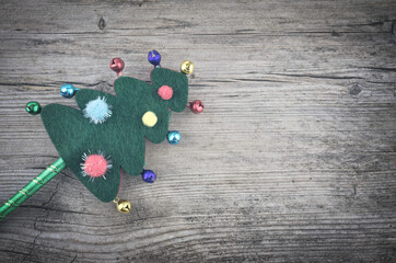 Fabric Christmas tree with copy space