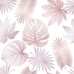 Seamless pattern with  leaf veins. Pink gold color. Vector illustration.