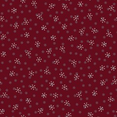Seamless Christmas pattern doodle with hand random drawn snowflakes.Wrapping paper for presents, funny textile fabric print, design,decor, food wrap, backgrounds. new year.Raster copy.Burgundy white