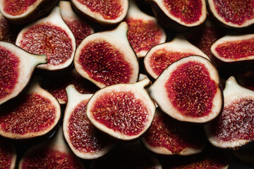 Tasty figs background. Top view.