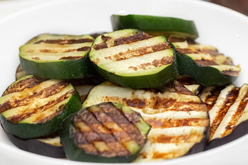 Grilled vegetables. Zucchini. Close-up. Vegetarian food.