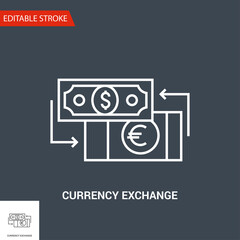 Currency exchange Icon. Thin Line Vector Illustration - Adjust stroke weight - Expand to any Size - Easy Change Colour - Editable Stroke - Pixel Perfect