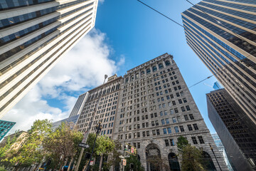 Skyscrapers in San Francisco financial district on a sunny day