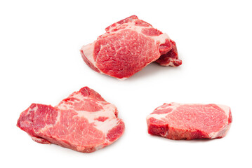 Raw pork isolated on white background.