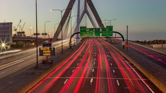 Traffic on the Zakim Bunker Hill Bridge