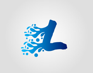 Letter L With Splash Water Logo Template Vector.