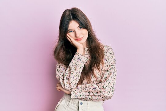Young beautiful caucasian girl wearing elegant clothes thinking looking tired and bored with depression problems with crossed arms.