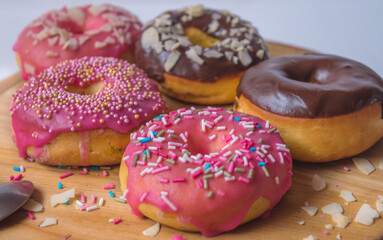 Glazed donuts with sprinkles