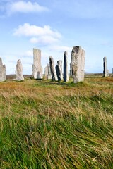Mystical Callanish Standing Stones circle on the Isle of Lewis, Outer Hebrides in the late afternoon