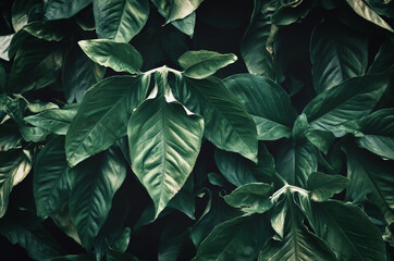 green leaf, tropical leaf on dark background - 396164272