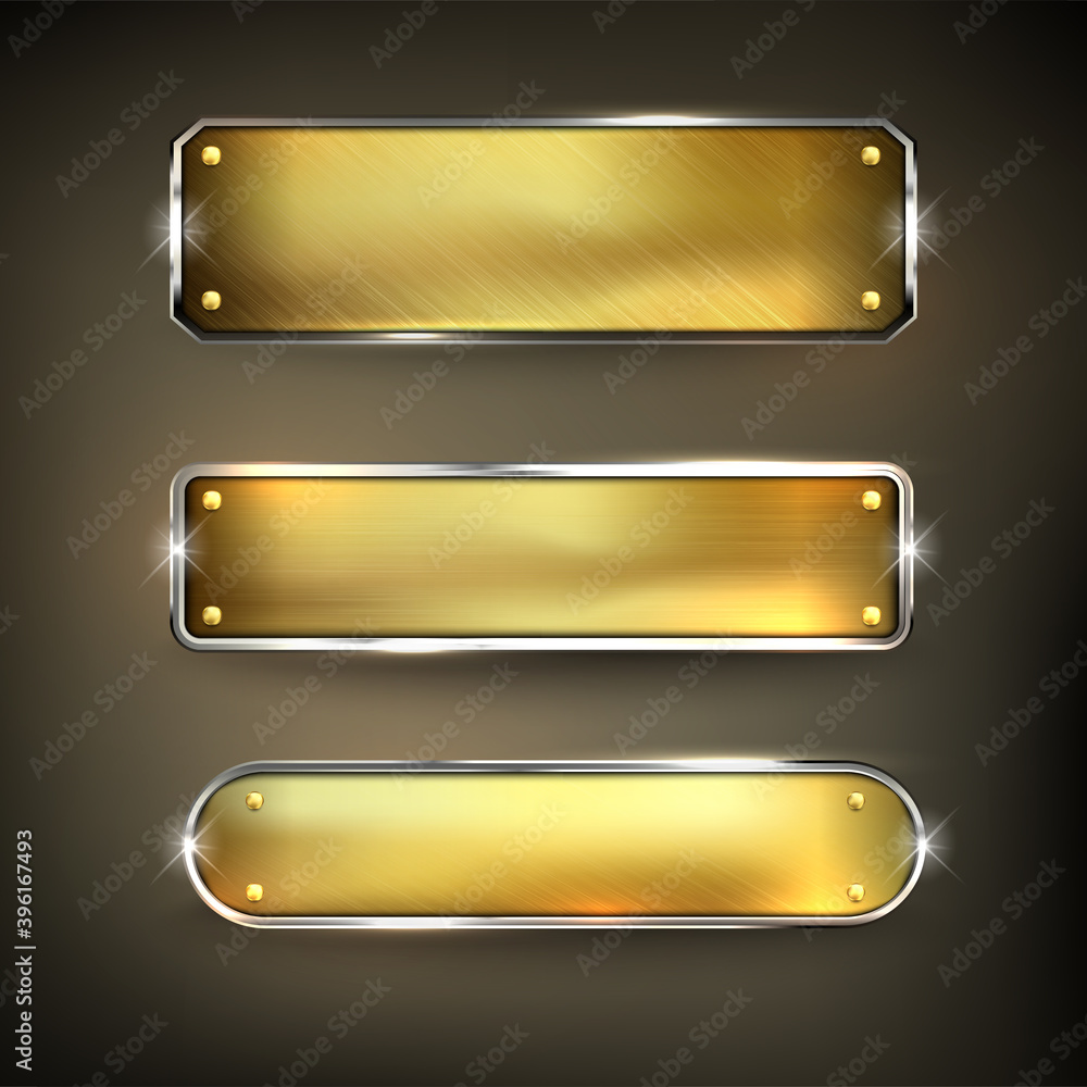 Canvas Prints golden iron web set button on black background