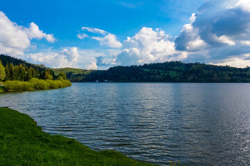 Beautiful lake view, bright interval between rain.